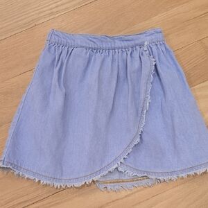 Chic Light Blue Kids Skirt with Frayed Hem